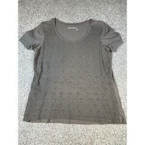 Eddie Bauer T Shirt Womens M Brown Short Sleeve Classic Casual Ladies Lace